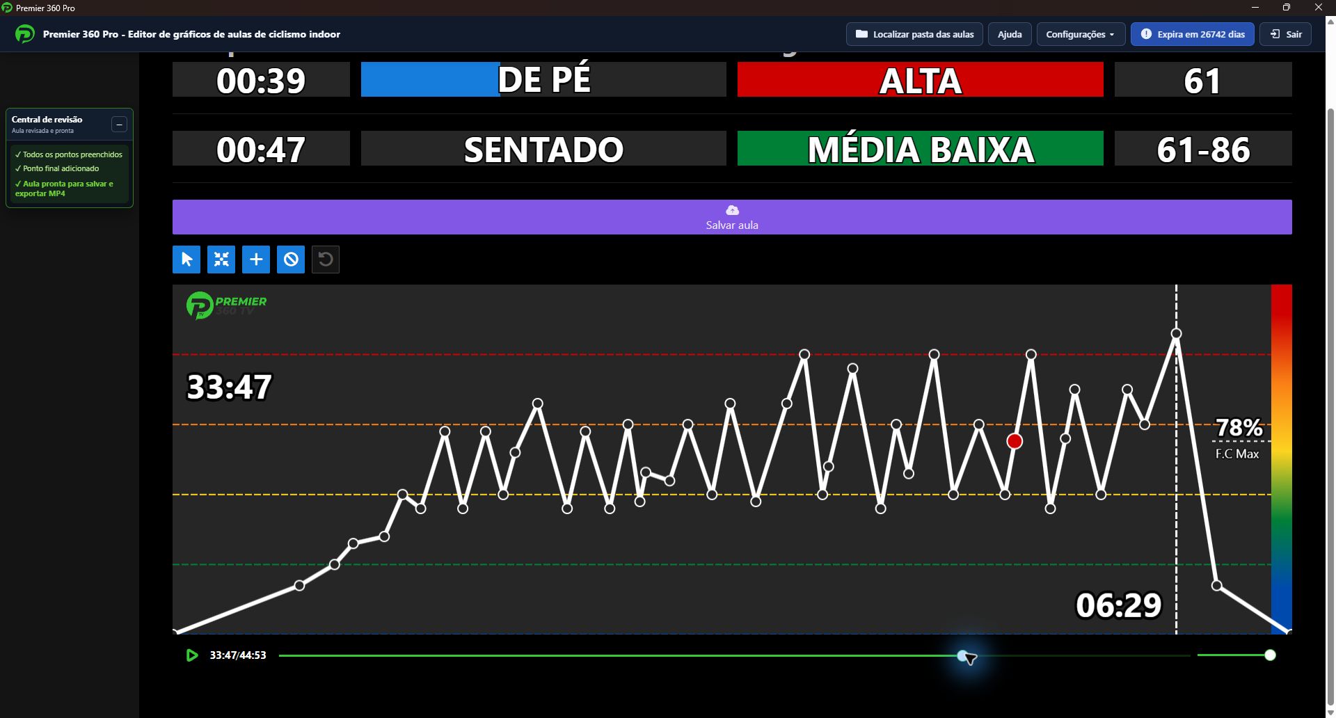Tela real do Pro com gráfico, carga alta e contagem do estímulo